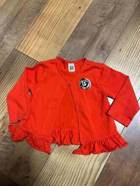 Carter's Bright Red Ruffle Hem Cardigan Size 12 months